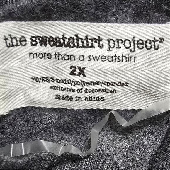 Sweatshirt Project Cozy Gray High Low Button-Shoulder Top Tunic Plus Size 2X New - Picture 7 of 8